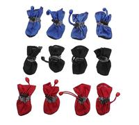HAPINARY 3juegos Botas De Lluvia Impermeables para Perros Set Botas Antideslizantes Rojo Negro y Azul para Días Lluviosos y Actividades