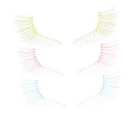 HAPINARY 3pares Pestañas Coloridas Para Halloween Pestañas Falsas Largas y Dramáticas Efecto Cosplay Con Colores Azul Rosa Amarillo Herramientas De Maquillaje Para Fiestas