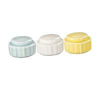 HAPINARY 3Piezas Tarros de Cerámica para Bálsamo Labial Envases Reutilizables para Cosméticos Tarros de Crema Facial Mini Contenedores de Viaje para Maquillaje y Almacenamiento de Cosméticos