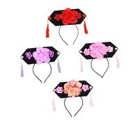 HAPINARY 4 Piezas sombrero a cuadros gorro de para niñas disfraz de hair band ropa formal china accesorios para el cabello de estilo chino antiguo pelo decorativo el plastico
