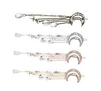 HAPINARY 4pcs Pinza Para El Cabello Borla Colgante Horquilla De Luna China Elegante y Cómoda Para Todo El Día