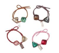 HAPINARY 4piezas Bandas Lazo Pelo De Niñas Cintas Para Anillos y Bolas De Perlas Elásticos Coleteros Para Pelo