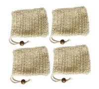 HAPINARY 4piezas Bolsa De Jabón De Cuerda Saco De Almacenamiento Para Jabón Pouch De Exfoliación Para Uso Casa y Viajes Estilo De Perlas De Madera