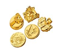 HAPINARY 5 Piezas Cabezas de Sello de Cera Floral para Sellado Diy Precisión Alta Grabado Sin Mango para Invitaciones Cartas y Envoltorios Accesorios Vintage Color Dorado