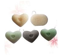 HAPINARY 5piezas Esponjas Faciales Forma De Corazón Para Limpieza Facial Masaje Corporal De Esponjas Limpiadoras Faciales