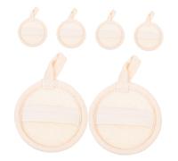 HAPINARY 6 Piezas Esponjas Exfoliantes Naturales de Lufa para Rostro y Cuerpo Discos Redondos con Banda Elástica Suaves para Sensible para Desmaquillar y Exfoliar Uso Facial y Corporal