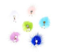 HAPINARY Adornos para Uñas Bolas de Pelo 6 Piezas Decoraciones para Uñas Accesorios de Peluche Diseño Desmontable para Niñas y Damas para Manicura