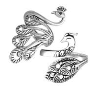 HAPINARY Anillos de Pavo Real Vintage para Tejer Dedos, Guía de Hilo Ajustable de Aleación Antigua, Anillos de Tensión para Crochet y Accesorios de Manualidades, 2 Piezas
