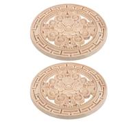 HAPINARY Apliques de Flores de Madera Tallada sin Pintar 2 Piezas 20X20 CM Color Natural para Decoración de Cabecero y Muebles Estilo Europeo Detalles Artesanales para Pared y Dormitorio