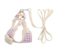 HAPINARY Arnés y Correa para Cachorros Pequeños S Color Púrpura con Malla Transpirable, Diseño Ajustable con Pajarita y Patrón a Cuadros Morados y, Conjunto Antitirones para Paseo y
