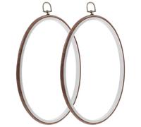 HAPINARY Aros de Bordado Ovalados 19x27,5 Cm 2 Piezas, Bastidores de Costura de Plástico Imitación Madera para Punto de Cruz, Soporte de Bordado DIY para Decoración del Hogar