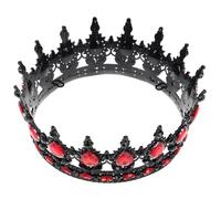 HAPINARY Barroca de Cristal Negra y Roja para Novia Tiara de Boda con Strass Accesorio de Pelo Elegante para Cumpleaños y Disfraz de Princesa