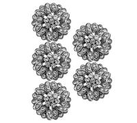 HAPINARY Botones Decorativos de Metal Redondos Diseño de Flores y Gemas de Imitación para Coser, Estilo Vintage, 5 Piezas, Fáciles de Usar para Blazer y DIY