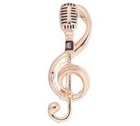 HAPINARY Broche Obsequios y Regalos y Nota Musical de Micrófono Dorado para Mujer Aleación, Ajuste Ajustable y Cómodo, Adecuado para Ocasiones para Amantes Música