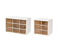 HAPINARY Caja de Almacenamiento de Cosméticos 2 Pcs Organizador de Escritorio Blanco Práctico para Mujeres Contenedor de Artículos Diversos de Limpiar Diseño de Rejillas Divididas