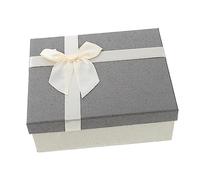 HAPINARY Caja De Diseño De Lazo Para Almacenamiento De Festival Caja Rectangular Para y Cosméticos Tapa Gris y Base Blanca