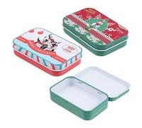 HAPINARY Caja Navideña de Hierro Rectangular 3 Piezas para Dulces y Galletas Adorno de Fiesta Estilo