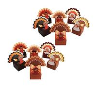 HAPINARY Cajas de Dulces para Acción de Gracias Forma de Pavo Caja de Cartón de Fondo Plano Multicolor 12 Unidades para Fiestas Empaquetado de Golosinas y Regalos de Otoño