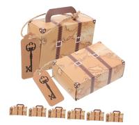 HAPINARY Cajas de Obsequio Vintage para Dulces y Postres, Mini Cajas de Maleta de Cartón Kraft Amarillo, 50 Unidades, para Bodas, Fiestas y Embalaje de Regalos, Diseño Retro Portátil