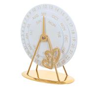 HAPINARY Calendario de Sobremesa Metálico Dorado, Calendario Perpetuo Circular de Hierro Diseño Elegante y Vintage para Decoración de Escritorio en Entornos Profesionales y Hogar