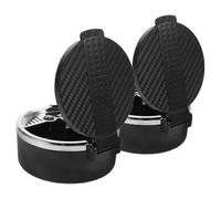 HAPINARY Cenicero Portátil para Coche con Tapa Innovadora y Diseño Reducido de Plástico Negro, Pack de 2 Piezas Adecuado para Uso en Interiores de Automóvil