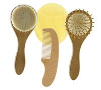 HAPINARY Cepillo De Pelo De Bebé 4pcs Peine De Madera Cepillo De Silicona Cuidado Del Cuero Cabelludo