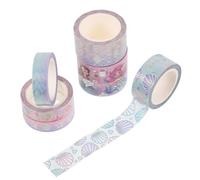 HAPINARY Cinta Washi Adhesiva Decorativa 6 Rollos 3 M Cada Uno Papel Washi Diseño de Sirena y Motivos de Cuento para Manualidades, Scrapbooking y Decoración de Diarios