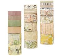 HAPINARY Cintas de Papel Washi Adhesivas 20 Rollos Estampado Retro Vegetal, Versátiles para Álbumes de Recortes y Decoración en Manualidades y Agendas