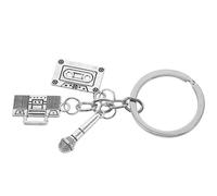 HAPINARY Colgante de llavero musical metálico con micrófono retro, accesorio versátil para mochila y bolso, diseño único para y músicos