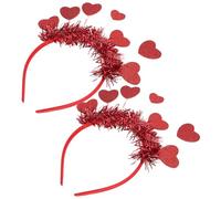 HAPINARY Diadema de Corazón Roja de Lentejuelas 2 Piezas para San Valentín y Bodas Accesorios Cabello Tocados Festivos para Fiestas y Cumpleaños Talla Única Flexible y Cómoda