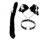 HAPINARY Diadema De De Gato Con Collar y Decorativa Set De Cosplay Adorable Para Fiestas y Disfraces Incluye Diadema Con Lazo De Encaje y Campanilla Accesorio Para Eventos Temáticos