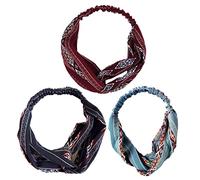 HAPINARY Diademas Bohemias Anchas Ligeras de Tela 3 Piezas Elásticas para Mujer Accesorio Adecuado para Bailar y Cuidado Personal