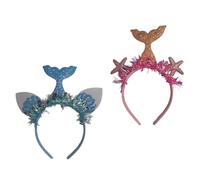 HAPINARY Diademas Diseño de Sirena para Niña, 2 Piezas Estrella de Mar Rosa y Concha Azul, Accesorios Ligeros Cabello, Tocados para Fiestas y Regalos Infantiles