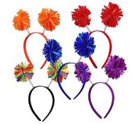HAPINARY Diademas Pompones De Resorte, 5 Piezas, Tamaño Único, Colores Variados (rojo, Púrpura, Azul, Naranja, Multicolor), Para Adultos Divertidas, Tocado Para Fiesta, Carnaval y Cosplay