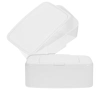 HAPINARY Dispensador de Toallitas Húmedas Portátil 2 Unidades, Caja Organizadora de Color Claro con Tapa y Botón para Baño y Hogar, Contenedor Reutilizable para Toallitas de y Limpieza