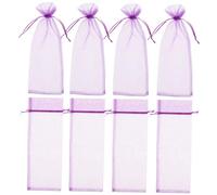 HAPINARY Envoltorios Para Botellas De Vino 10 Unidades Moradas Organza Cordón De Satén 37 * 15cm