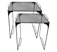 HAPINARY Estante Plegable de Malla Metálica para Armario Cocina Organizador Apilable 2 Piezas Negro Soporte Compacto para Almacenamiento bajo Fregadero y Casilleros Multifuncional