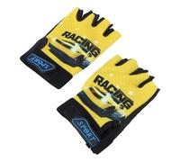 HAPINARY Guantes de Ciclismo Niñas, Medio Dedo, Color Amarillo Diseño de Coche, Antideslizantes y Transpirables, Ideales para Montar en Bicicleta