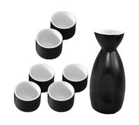 HAPINARY Juego de Sake Japonés de Cerámica Negra Botella Tokkuri de 250ml y Tazas Ochoko de 30ml, Retención de Calor y Fácil Limpieza para Decoración del Hogar