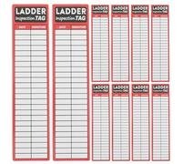 HAPINARY Ladder Safety Labels, Red Adhesive Vinyl Inspection Stickers, 10PCS, 8.5x2 Inch, Self-Adhesive, Compliance Tracking for Commercial Environments