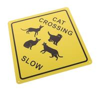 HAPINARY Letrero Metálico de Advertencia de Cruce de Gatos en Hierro Amarillo Patrón de Gato para Decoración de Sala y Oficina Accesorios de Instalación