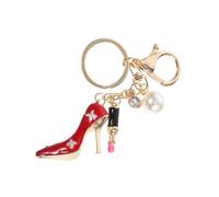 HAPINARY Llavero de Bolso para Mujer Dije de Lápiz Labial y Perfume en Hierro Rojo, Accesorio Multifuncional Portátil y Elegante para Llaves de Coche o Bolso