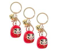 HAPINARY Llavero Diseño Clásico de Resina Rojo Daruma Japonés 3 Piezas y Ligero como Obsequio de Buena Suerte para Bolsos y Colecciones Personales