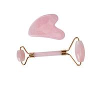 HAPINARY Masajeador de Rodillos de Cuarzo Rosa Herramienta de Masaje Facial para Cuidado de Piel Incluye Rodillo y Raspador para Masajes Faciales Antienvejecimiento