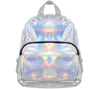 HAPINARY Mochila de 2 unidades, ajustable, holográfica, iridiscente, elegante, reflectante, flora, día holograma, mini bandolera, niña, hombro, mochila escolar, mujer casual, gris,