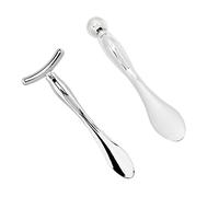 HAPINARY Palo de Masaje para Ojos 2 Piezas Mini Cuchara de Maquillaje de Metal Espátula Facial Herramienta de Cucharas para Cosméticos Faciales Diseño Compacto Portátil
