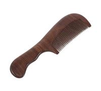 HAPINARY Peine de Madera de Sándalo Negro para Mujer con Mango Ergonómico Curvado Dientes Finos Antiestáticos Masajeador de Cabelludo Peine Hecho Mano para Cuidado y Peinado Diario Tipo de