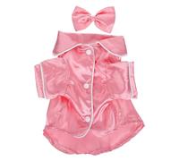 HAPINARY Pijama de Seda sintética para Perro, con Solapa de Dos Patas y Diadema con Lazo, Ideal para Cachorros de 3 a 3,5 kg, Ideal para Fiestas de Disfraces o para Dormir, Color Rosa.