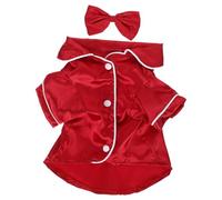 HAPINARY Pijama de Seda sintética para Perro, con Solapa de Dos Patas y Lazo para la Cabeza, Ideal para Cachorros de 3 a 3,5 kg, Ideal para Fiestas de Disfraces o para Dormir, Color Rojo.