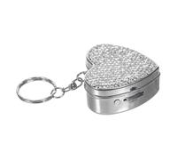 HAPINARY Portable Mini Stainless Steel Heart-Shaped Pill Box with Rhinestones Moisture-Resistant Medicine Organizer For Travel Pocket Vitamins and Capsules Storage